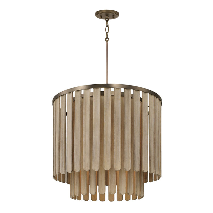 Jada Five Light Pendant in Dark Brass