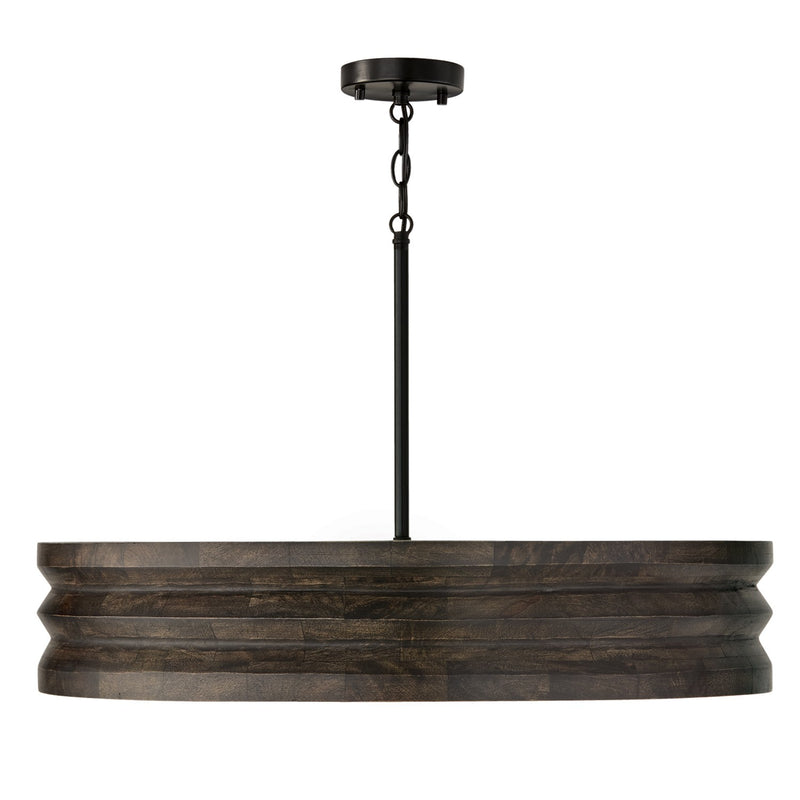 Dunn Four Light Chandelier in Espresso Stain and Black