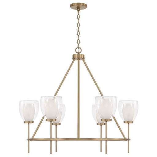 Joss Six Light Chandelier in Aged Brass - Lamps Expo