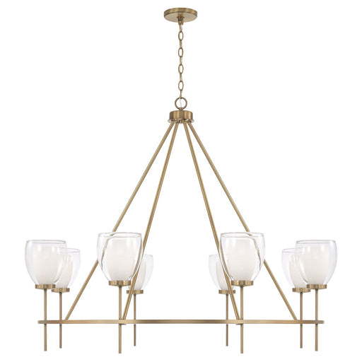 Joss Eight Light Chandelier in Aged Brass - Lamps Expo