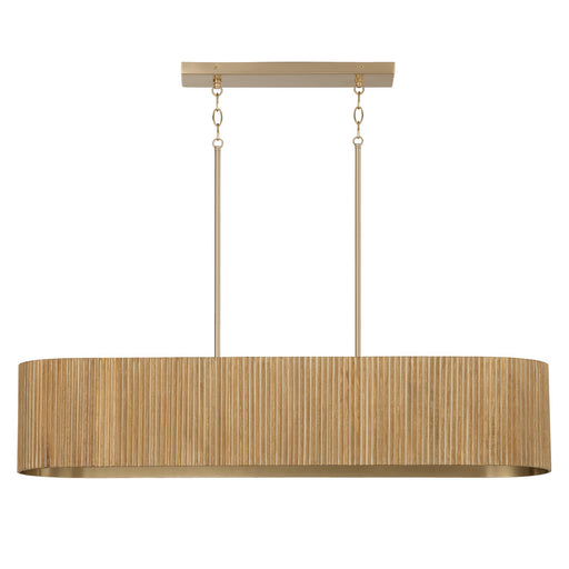 Donovan Five Light Island Pendant in White Wash and Matte Brass