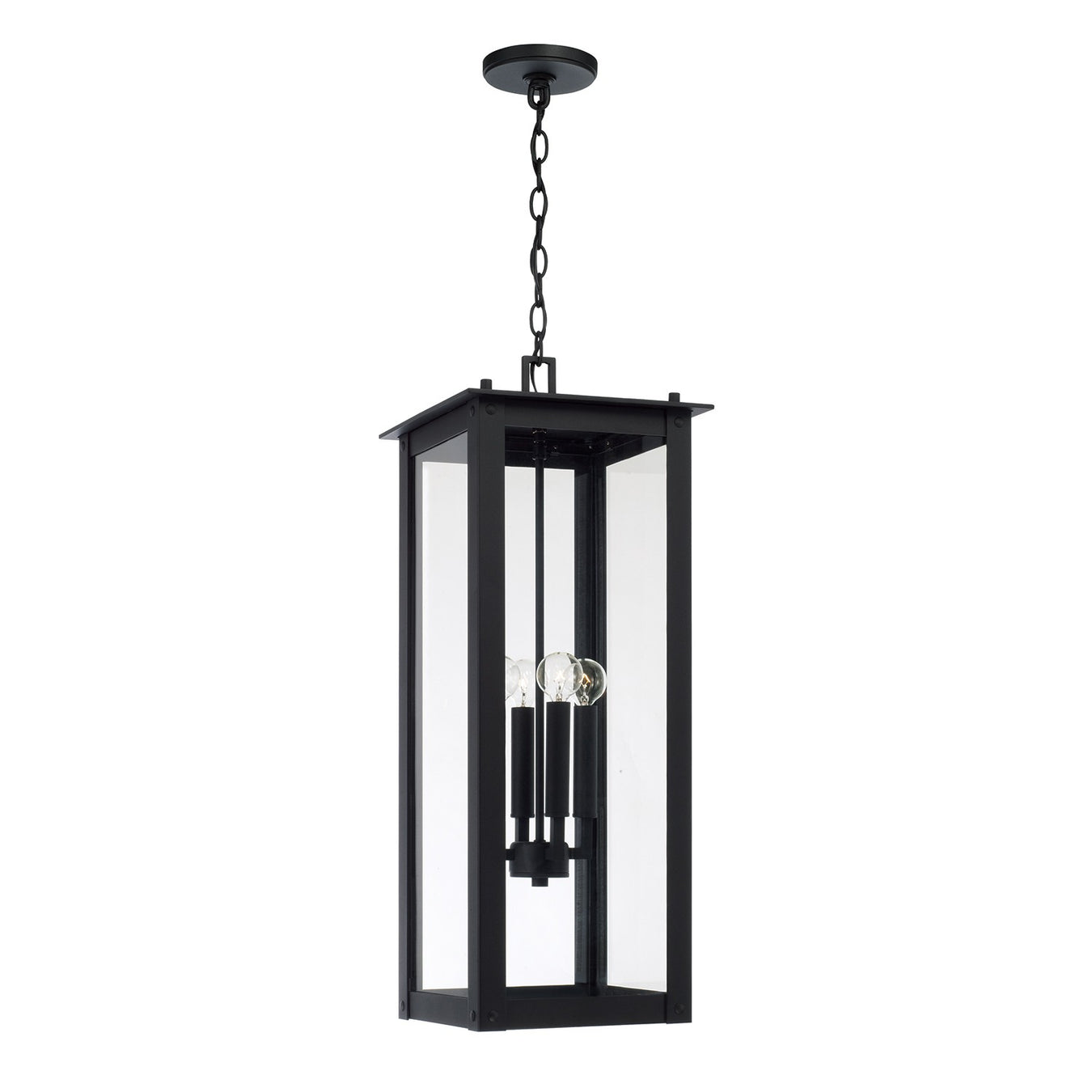 Hunt Four Light Outdoor Hanging Lantern in Black