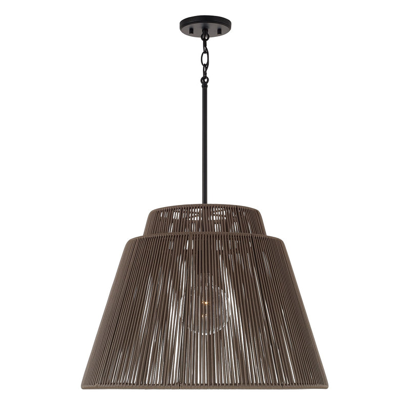 Jasper One Light Outdoor Hanging Lantern in Umber and Black