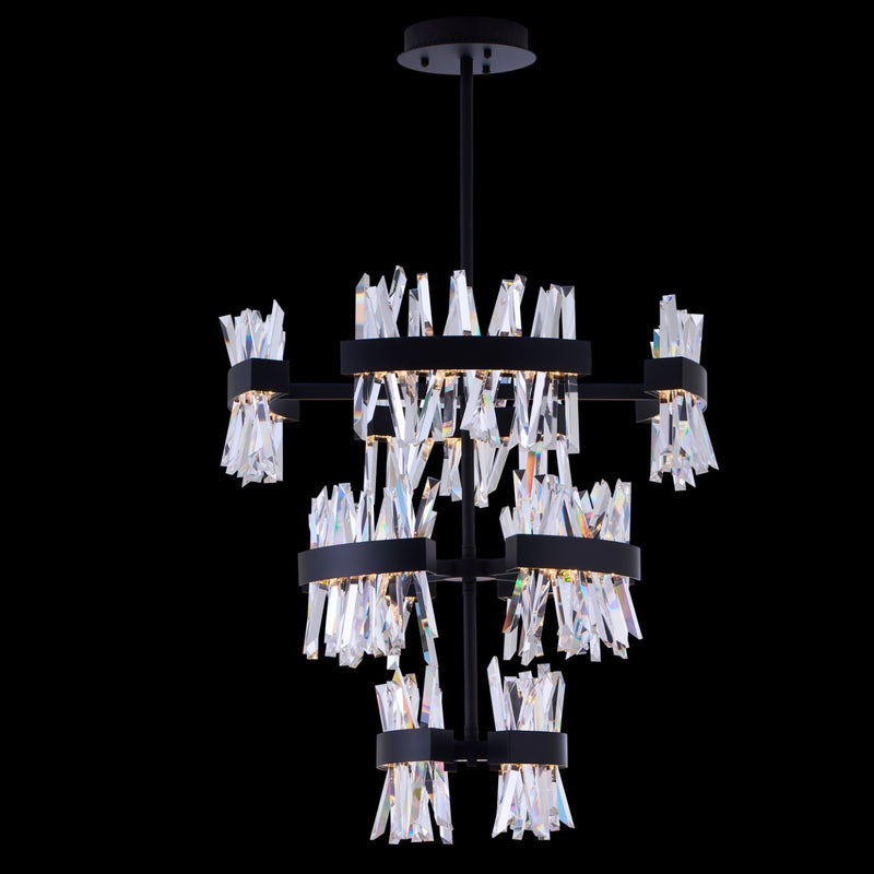 Glacier LED Foyer Chandelier in Matte Black