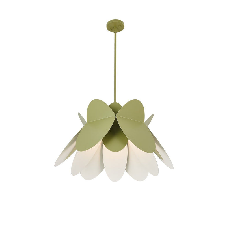 Flor 26" Pendant in White and Green