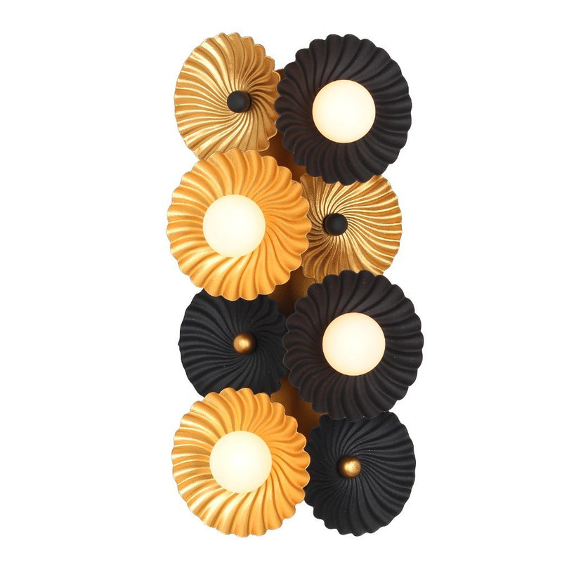Damask 4-Light Wall Sconce in Black and Vintage Brass