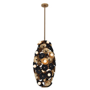 Damask 20-Light Pendant in Black and Vintage Brass