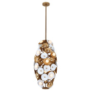 Damask 20-Light Pendant in White and Vintage Brass