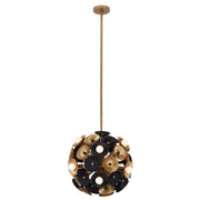 Damask 15-Light Convertible Pendant in Black and Vintage Brass