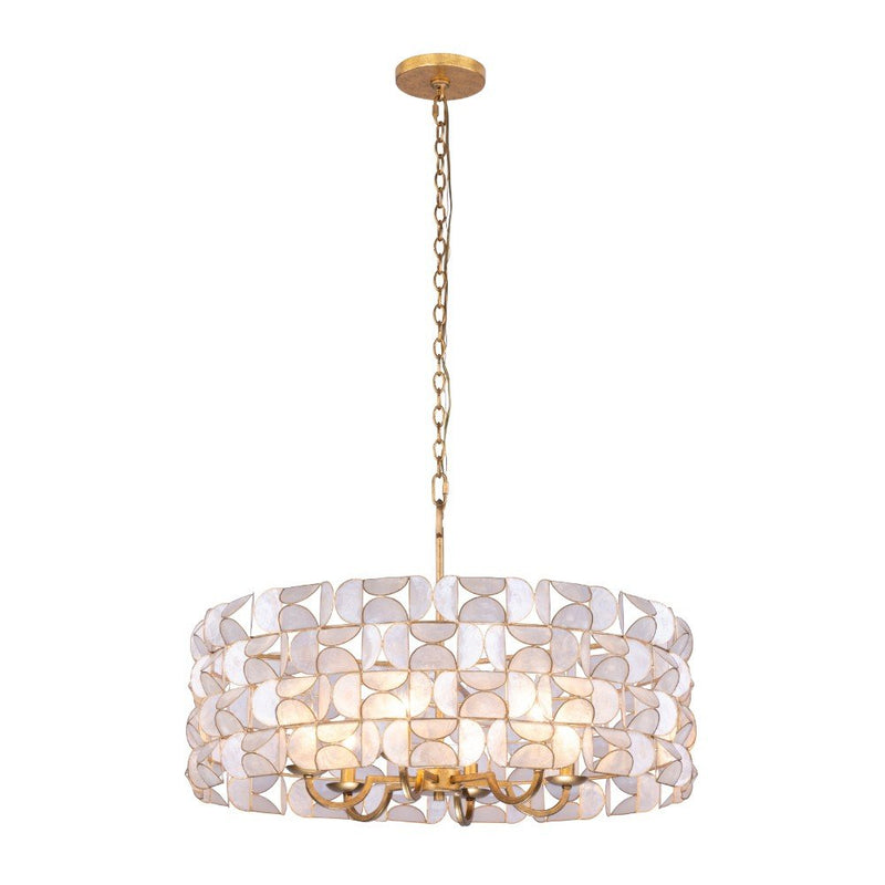 Crescent 6-Light Chandelier in Oxidized Gold Leaf