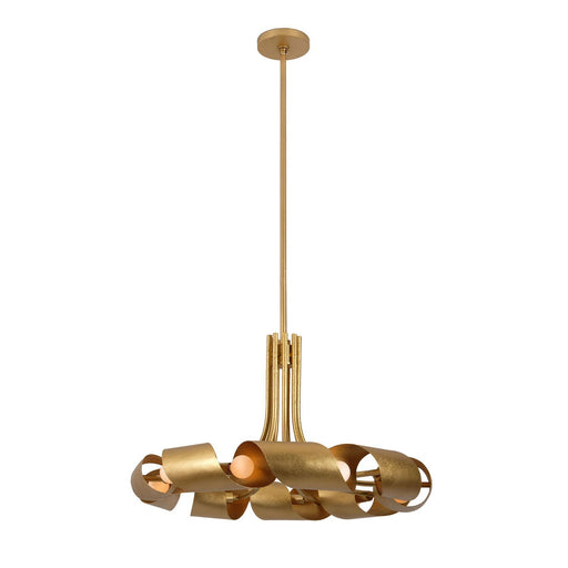 Ribbon 9-Light Chandelier in Bright Gold Leaf