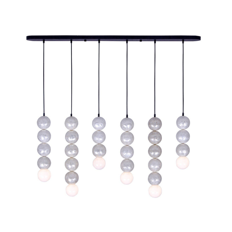 Pearls 6-Light Linear Pendant in Matte Black