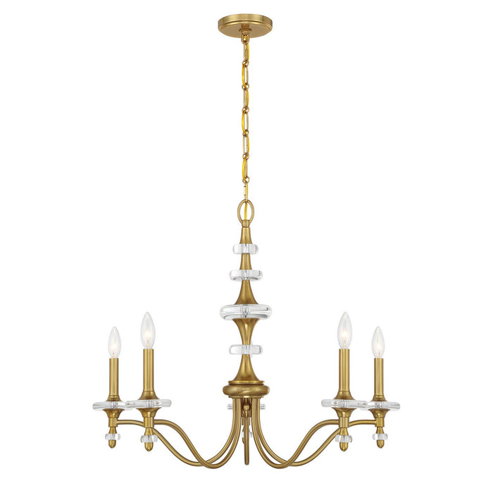 Champlain Five Light Chandelier in Warm Brass