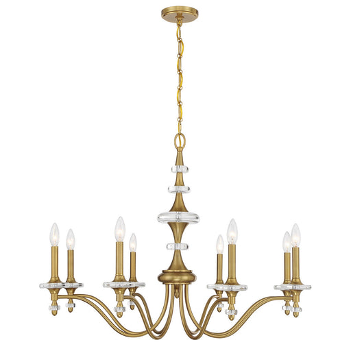 Champlain Eight Light Chandelier in Warm Brass