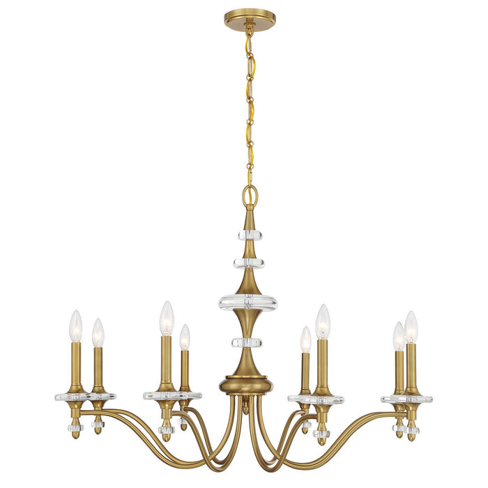 Champlain Eight Light Chandelier in Warm Brass