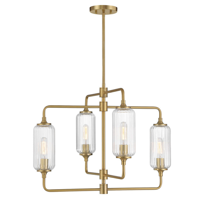 Holton Four Light Chandelier in Warm Brass