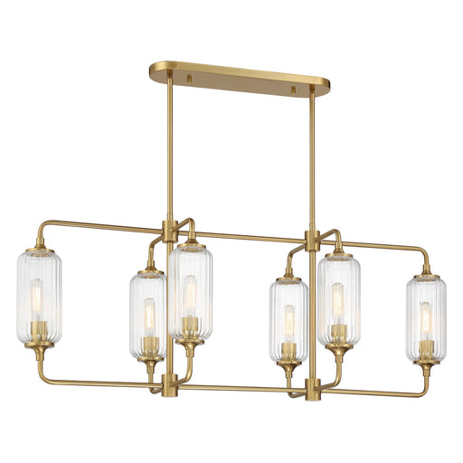 Holton Six Light Linear Chandelier in Warm Brass