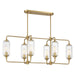 Holton Six Light Linear Chandelier in Warm Brass