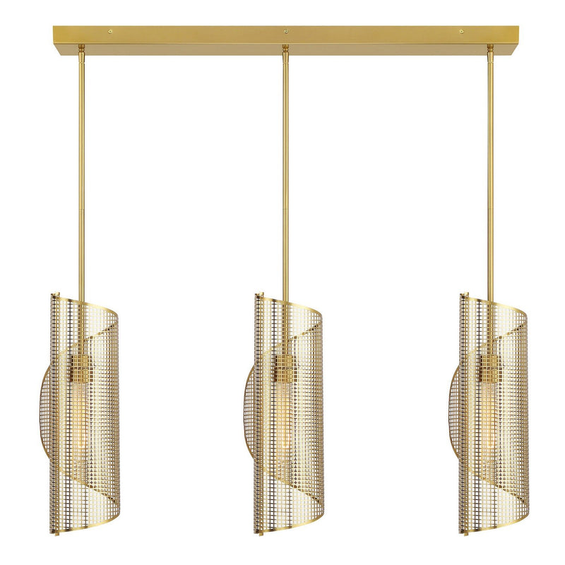Hillbourne 3-Light Linear Pendant in Warm Brass