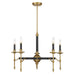Consulate Five Light Chandelier in Matte Black and Warm Brass