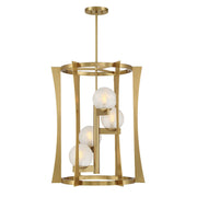 Darien 4-Light Cage Pendant in Warm Brass