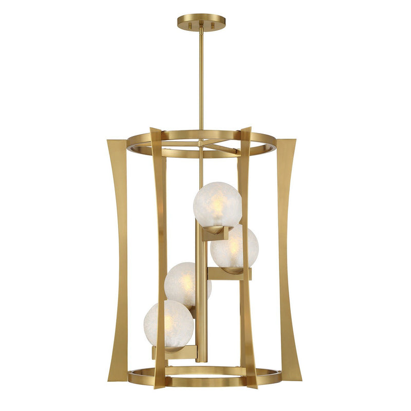 Darien 4-Light Cage Pendant in Warm Brass