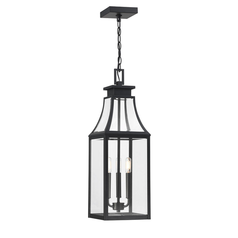 Emery 3-Light Outdoor Lantern Pendant in Matte Black