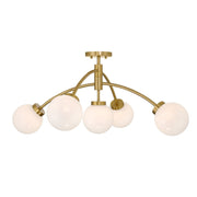 Redfield 5-Light Semi-Flush Mount in Warm Brass