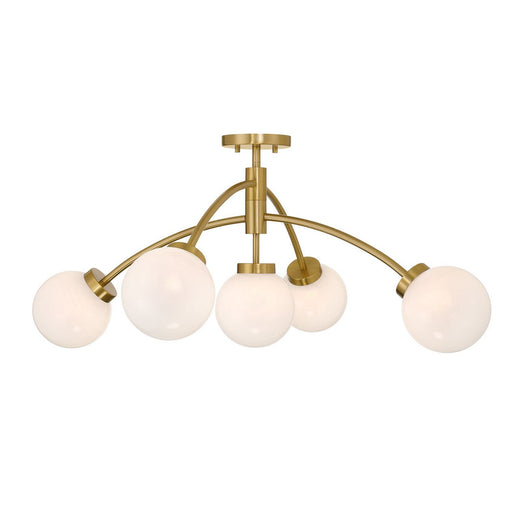 Redfield 5-Light Semi-Flush Mount in Warm Brass