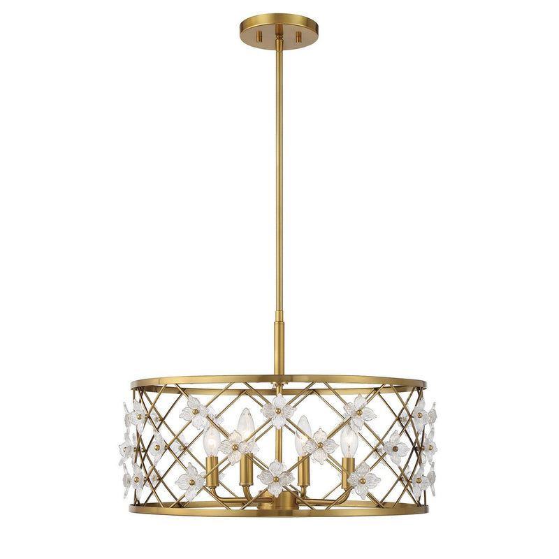 Bailey 4-Light Convertible Pendant in Warm Brass