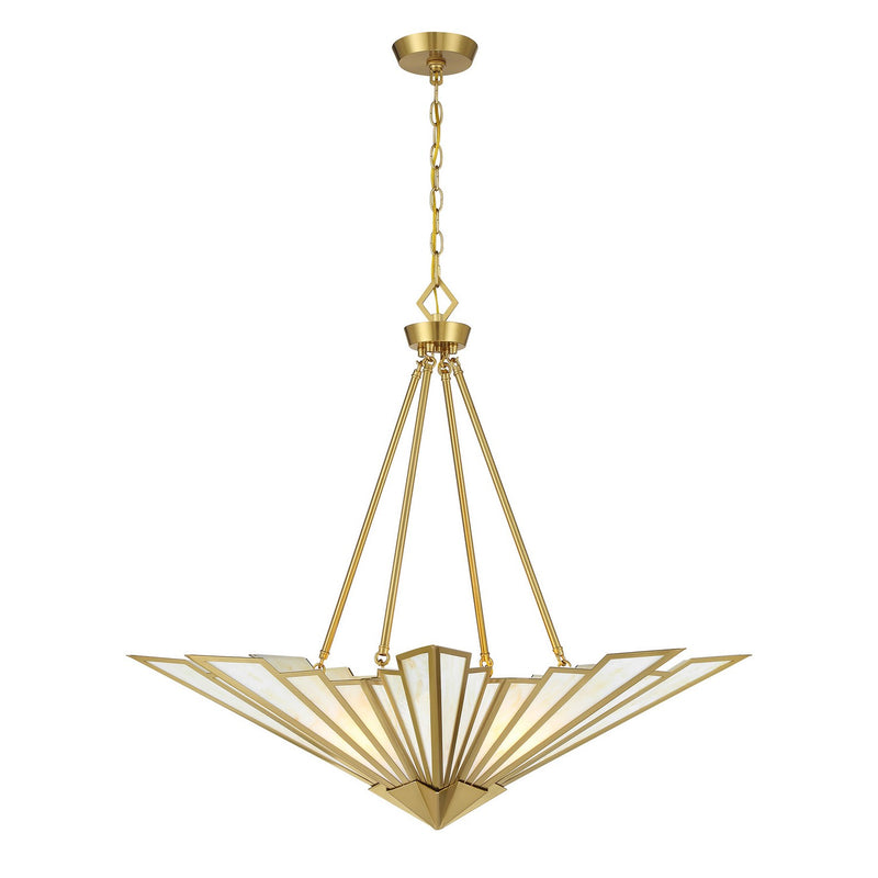 Rivage Four Light Pendant in Warm Brass