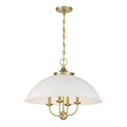 Monterey 4-Light Pendant in White and Warm Brass