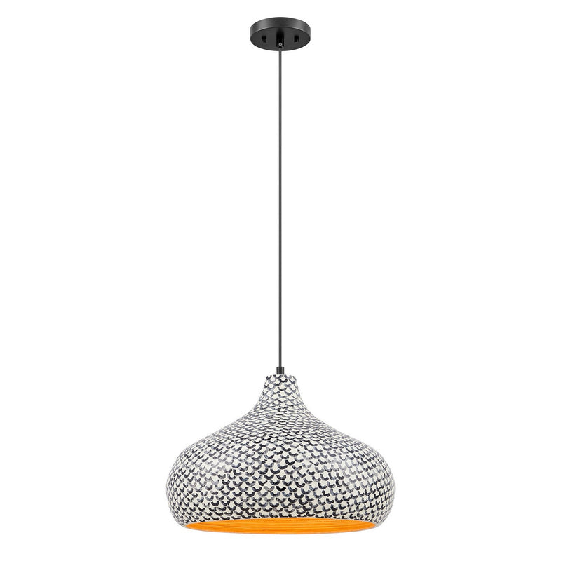 Jade 1-Light Pendant in Black and White Shell - Lamps Expo