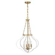 Mercer 4-Light Lantern Pendant in White and Warm Brass