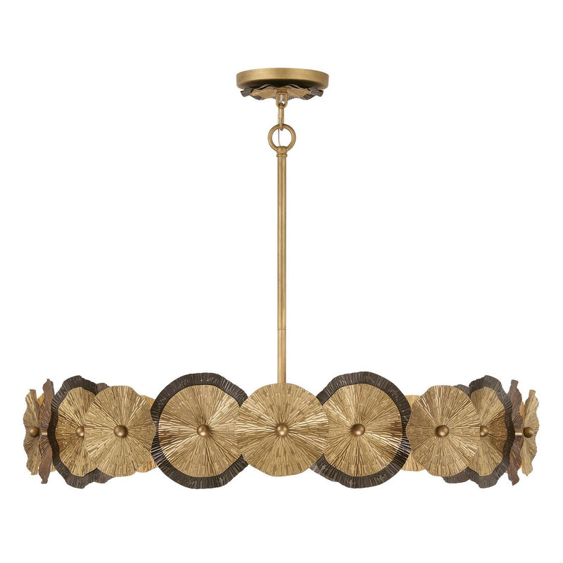 Lincoln 5-Light Pendant in Distressed Gold and Bronze