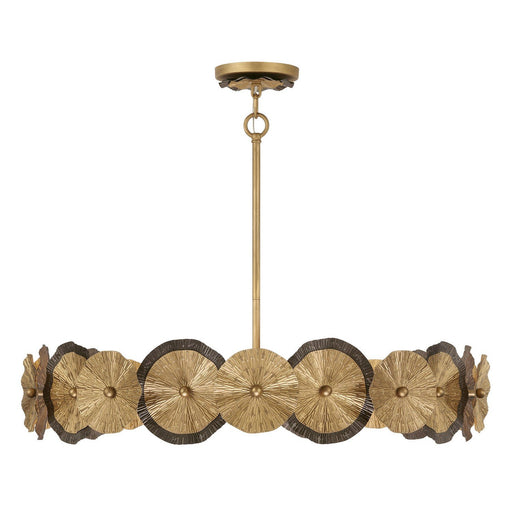Lincoln 5-Light Pendant in Distressed Gold and Bronze
