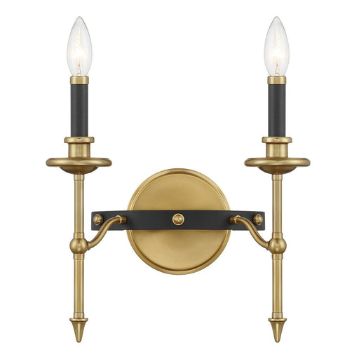 Consulate 2-Light Wall Sconce in Matte Black and Warm Brass