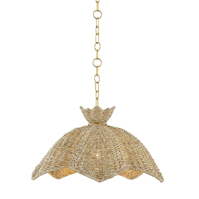 Solie One Light Pendant in Aged Brass