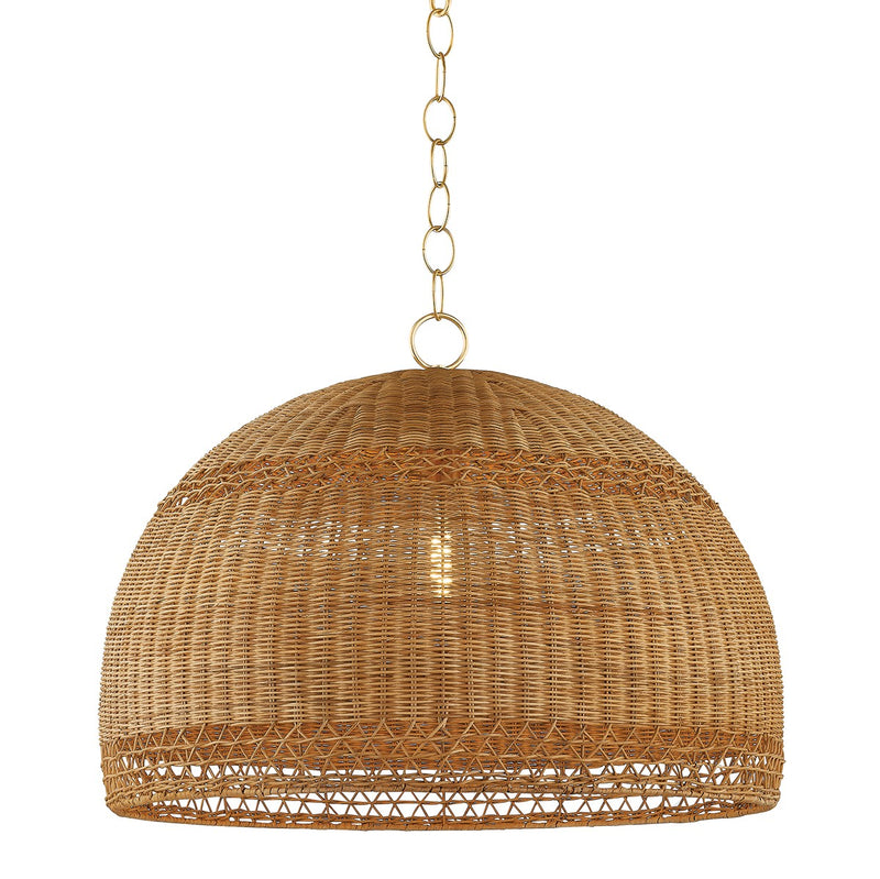 April One Light Pendant in Aged Brass
