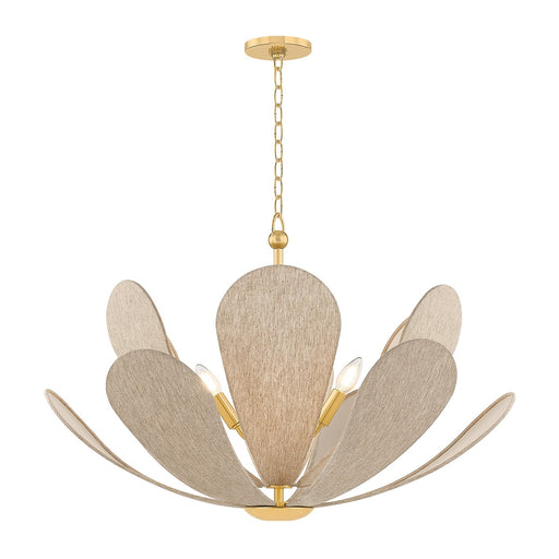 Nadine Six Light Chandelier in Aged Brass