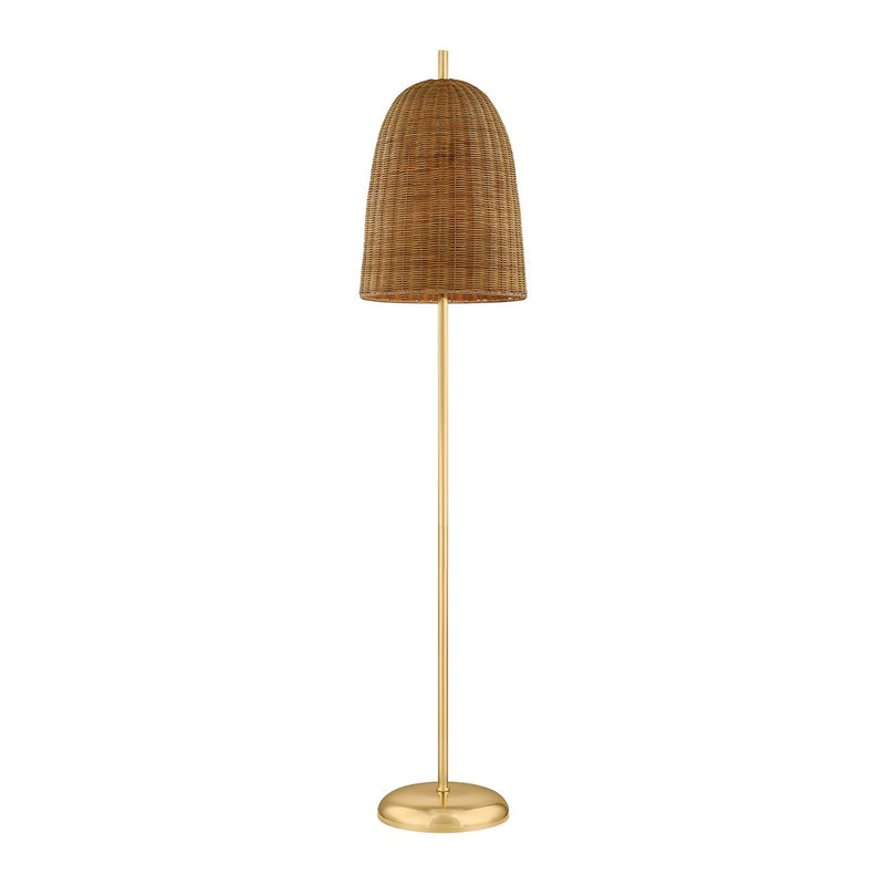 Beatrice One Light Floor Lamp in Aged Brass