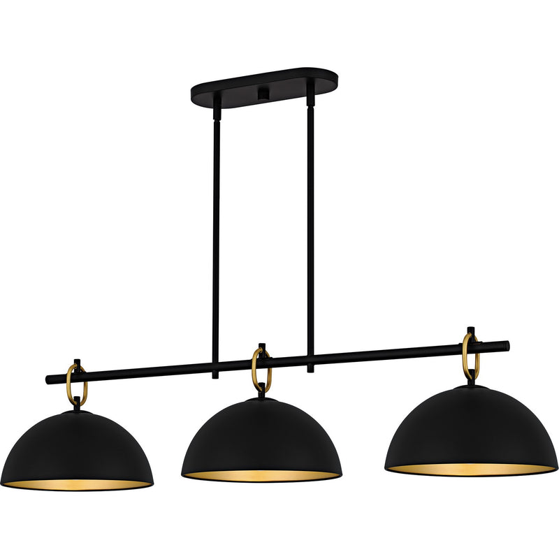 Cleo Three Light Linear Chandelier in Matte Black