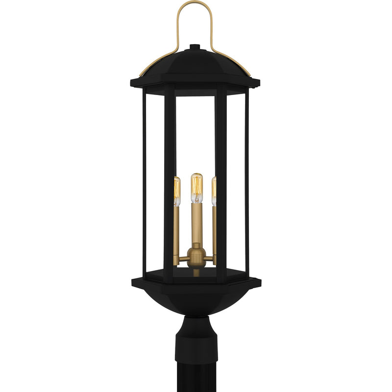 Crestfield Three Light Outdoor Post Lantern in Matte Black