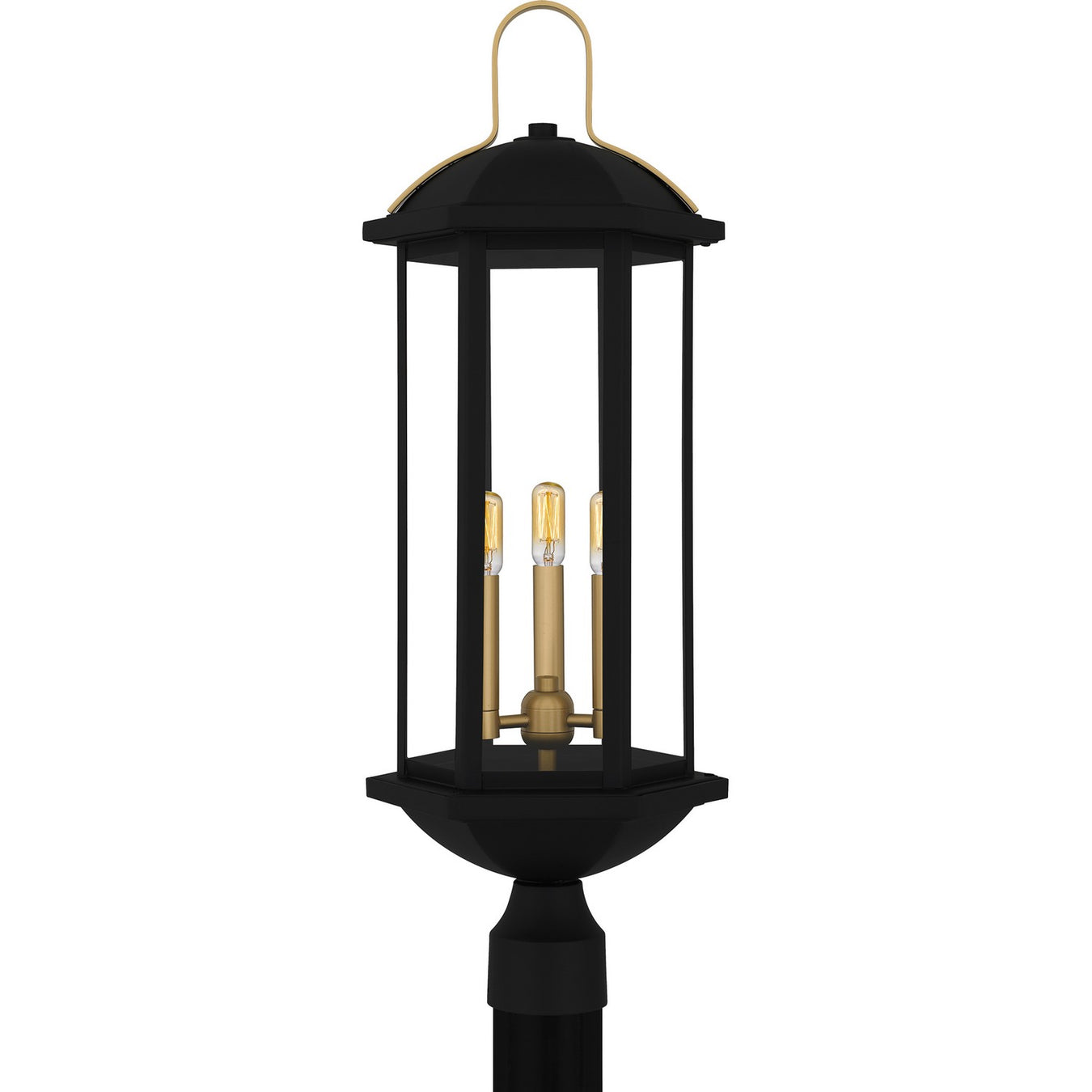 Crestfield Three Light Outdoor Post Lantern in Matte Black