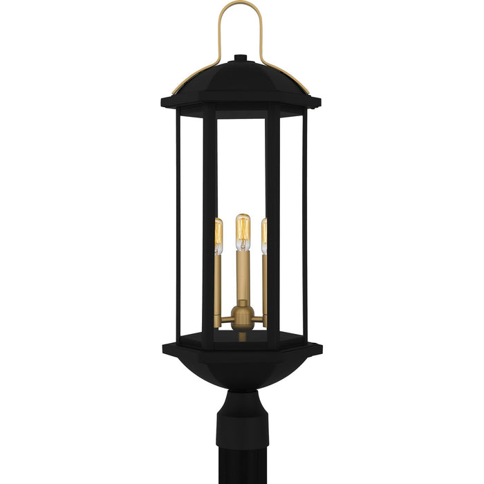 Crestfield Three Light Outdoor Post Lantern in Matte Black