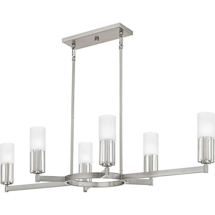 Cruz Six Light Linear Chandelier in Brushed Nickel
