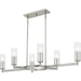 Cruz Six Light Linear Chandelier in Brushed Nickel