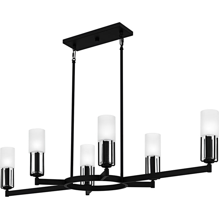 Cruz Six Light Linear Chandelier in Matte Black