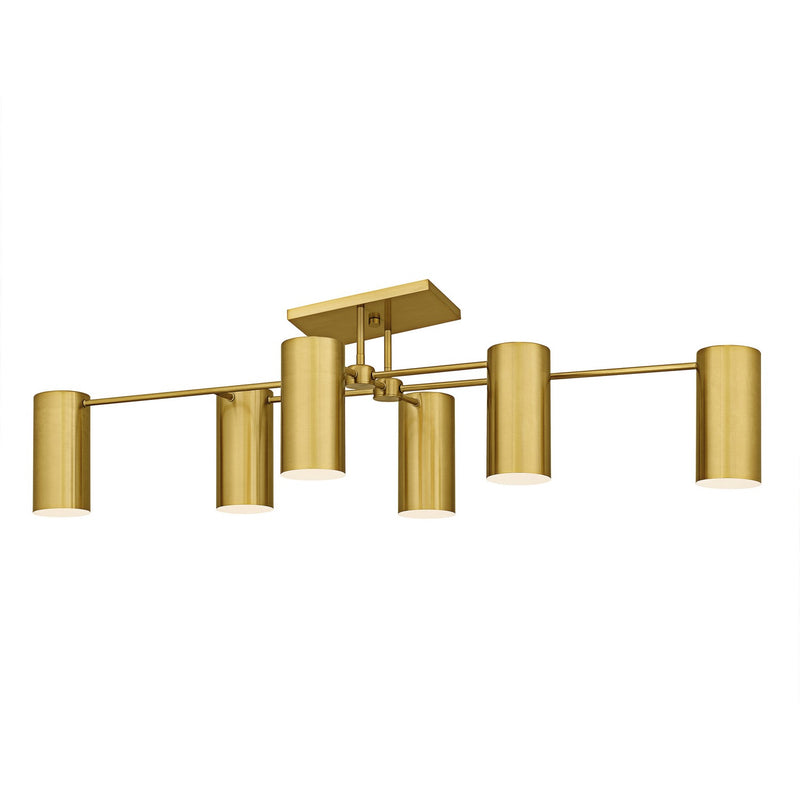 Foreland Six Light Semi-Flush Mount in Brushed Gold