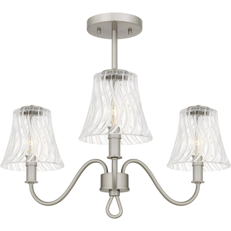 McKinney 3-Light Semi-Flush Mount in Brushed Nickel